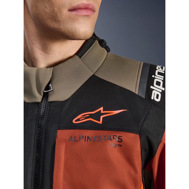 Giacca da moto Alpinestars Andes V4 Drystar marrone chiaro-arancione scuro-nero