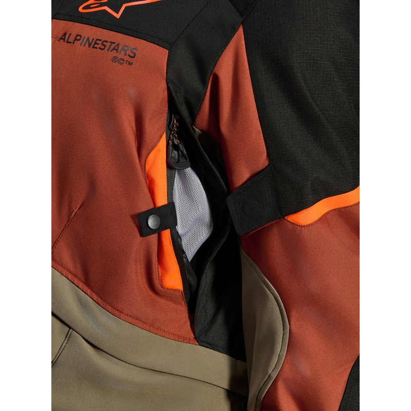 Giacca da moto Alpinestars Andes V4 Drystar marrone chiaro-arancione scuro-nero