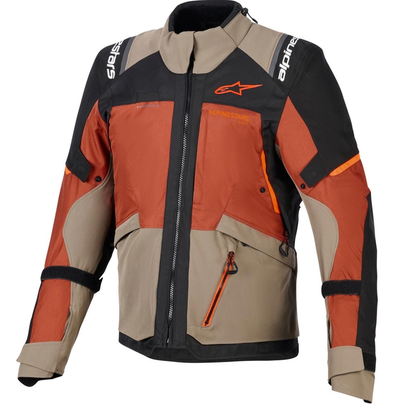Giacca da moto Alpinestars Andes V4 Drystar marrone chiaro-arancione scuro-nero