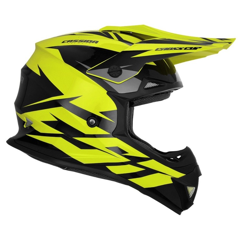 Casco cross Cassida Cross Cup Two nero-grigio-giallo fluo