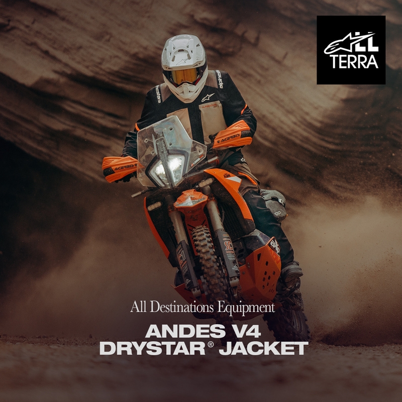 Giacca da moto Alpinestars Andes V4 Drystar Crema-Marrone chiaro-Nero-Arancione fluo