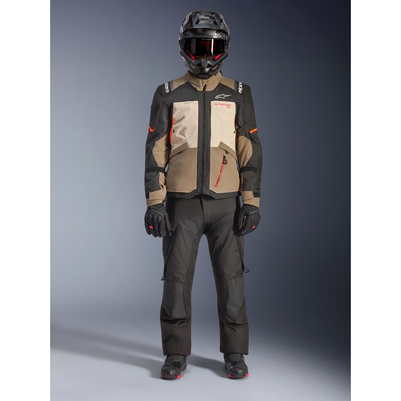 Giacca da moto Alpinestars Andes V4 Drystar Crema-Marrone chiaro-Nero-Arancione fluo