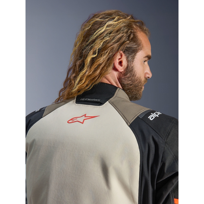 Giacca da moto Alpinestars Andes V4 Drystar Crema-Marrone chiaro-Nero-Arancione fluo