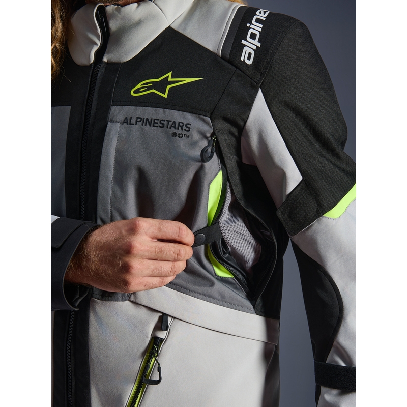 Giacca da moto Alpinestars Andes V4 Drystar Grigio scuro-Grigio chiaro-Nero-Giallo fluo