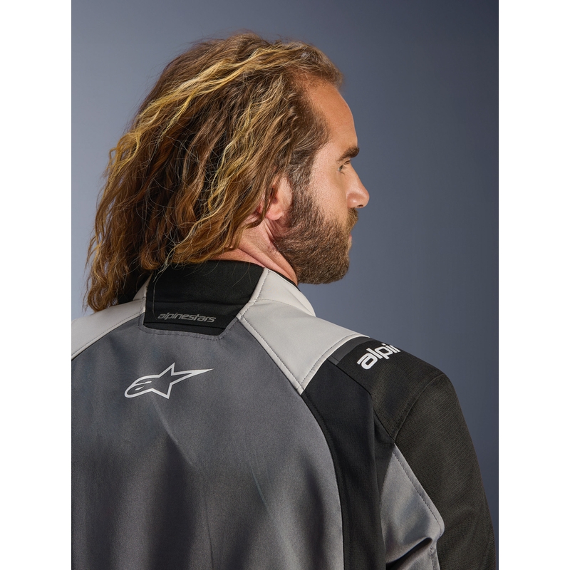 Giacca da moto Alpinestars Andes V4 Drystar Grigio scuro-Grigio chiaro-Nero-Giallo fluo