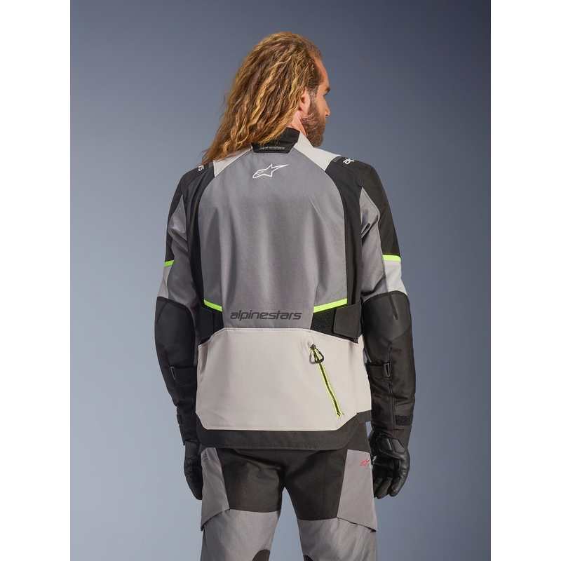 Giacca da moto Alpinestars Andes V4 Drystar Grigio scuro-Grigio chiaro-Nero-Giallo fluo