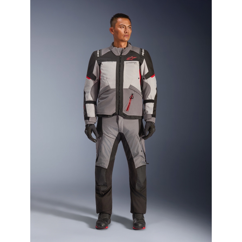 Giacca da moto Alpinestars Andes V4 Drystar Grigio scuro-Grigio chiaro-Nero-Rosso