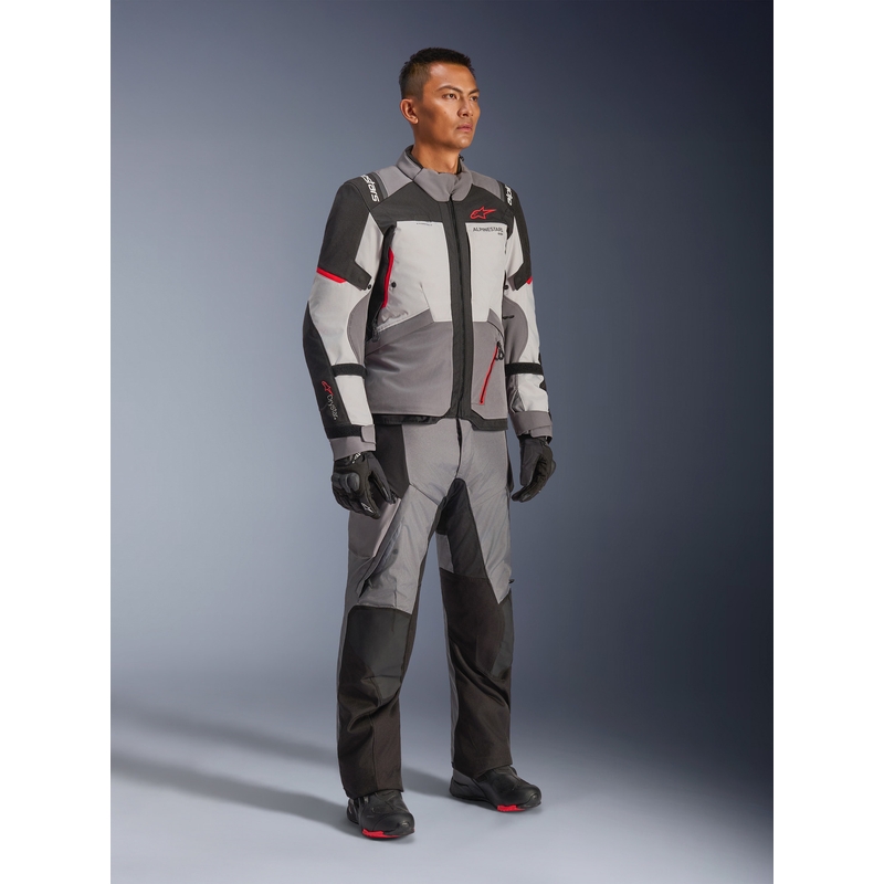 Giacca da moto Alpinestars Andes V4 Drystar Grigio scuro-Grigio chiaro-Nero-Rosso