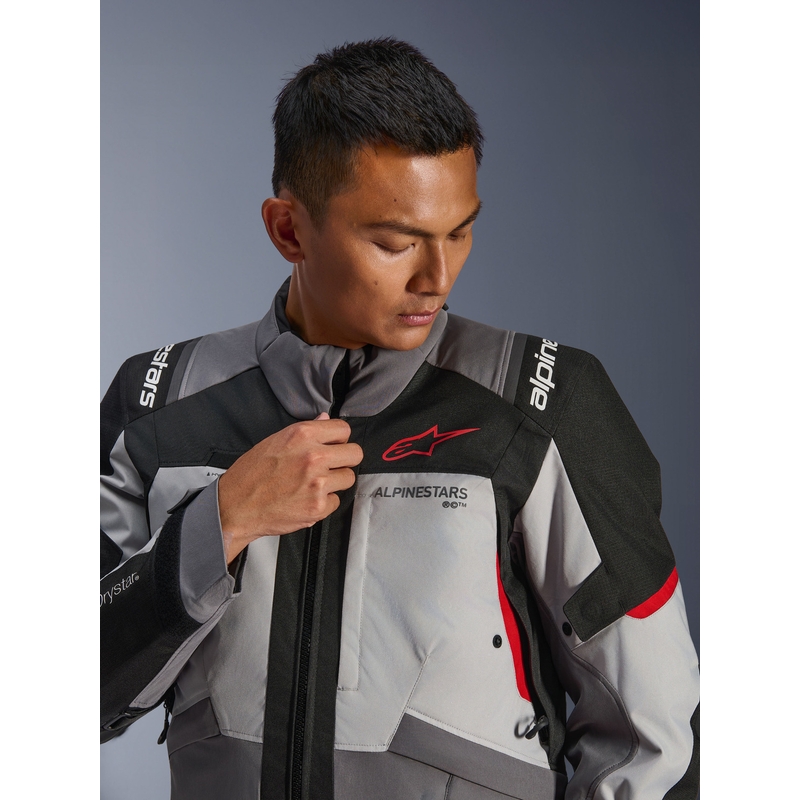 Giacca da moto Alpinestars Andes V4 Drystar Grigio scuro-Grigio chiaro-Nero-Rosso