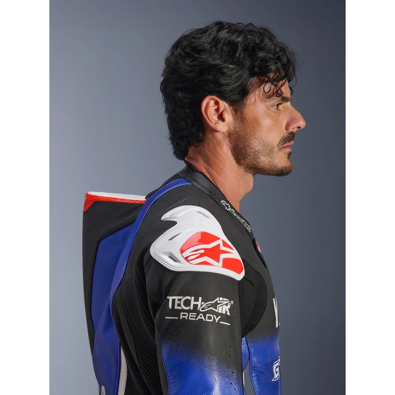 Tuta da moto in pelle intera Alpinestars GP-R7 YAMAHA GYTR TECH-AIR compatibile con la collezione blu-nero-bianco-rosso