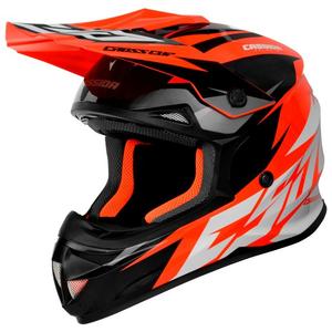 Cassida Cross Cup Two Casco da motocross nero-bianco-grigio-arancio fluo