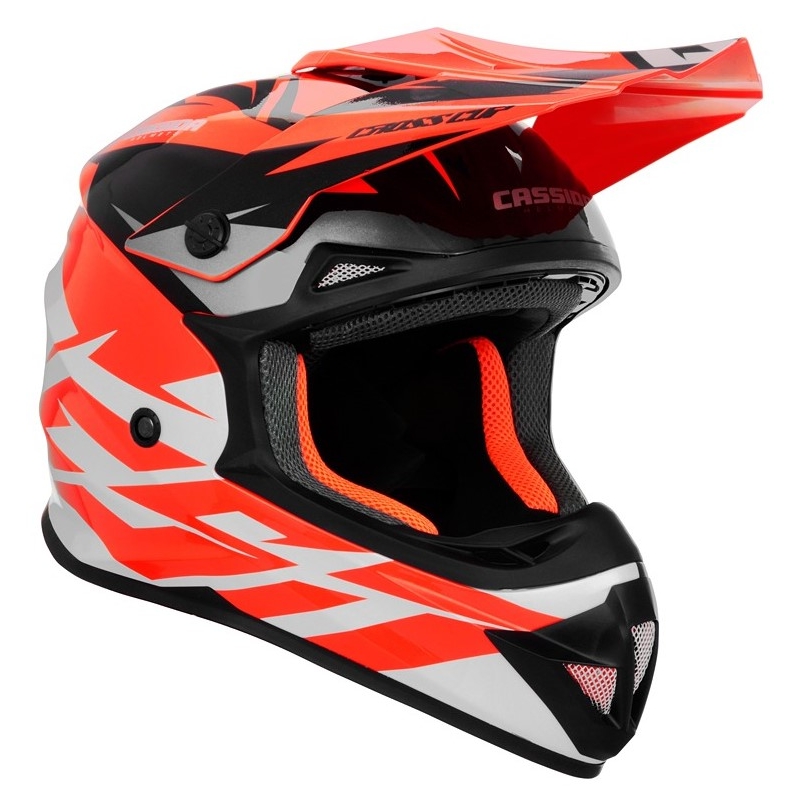 Cassida Cross Cup Two Casco da motocross nero-bianco-grigio-arancio fluo