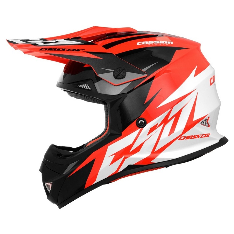 Cassida Cross Cup Two Casco da motocross nero-bianco-grigio-arancio fluo