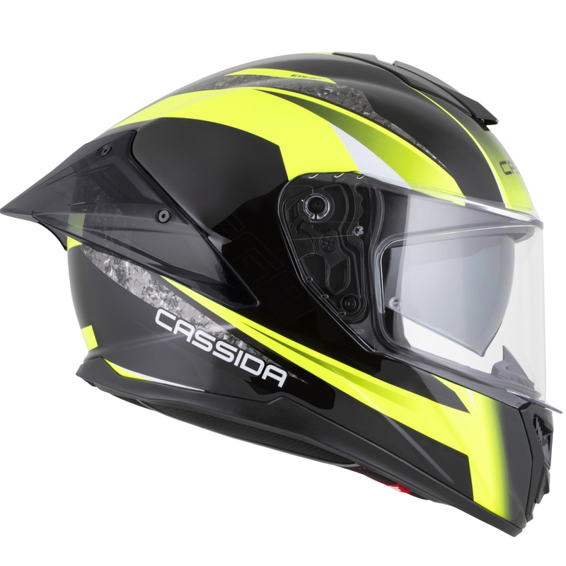 Casco integrale da moto Cassida Integral GTS 2.1 Mega nero-giallo fluo-bianco
