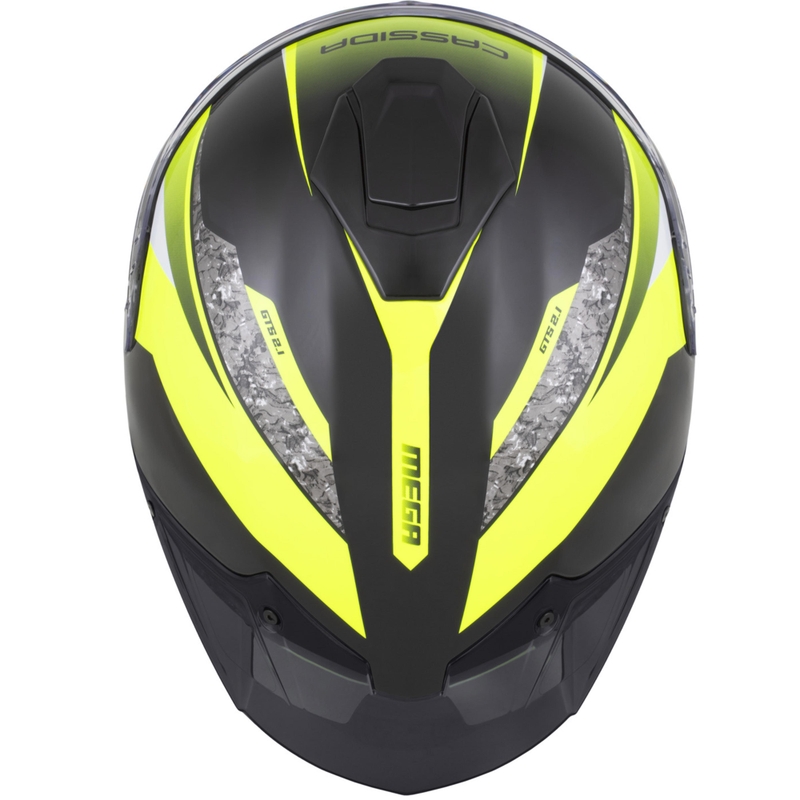 Casco integrale da moto Cassida Integral GTS 2.1 Mega nero-giallo fluo-bianco