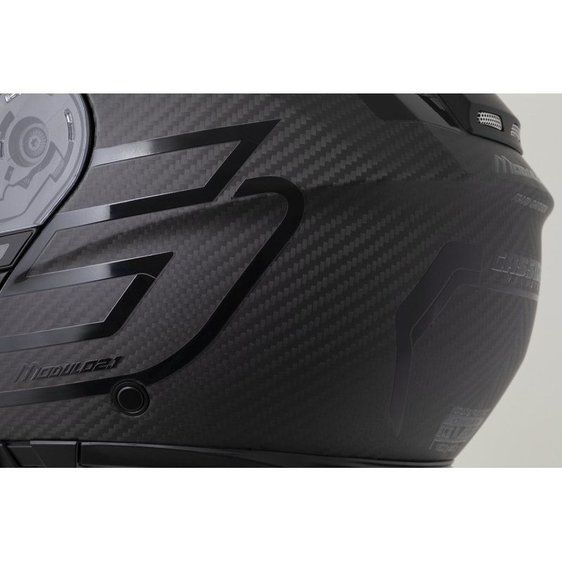Casco moto modulare Cassida Modulo 2.1 Plus Carbon BlackOut nero opaco