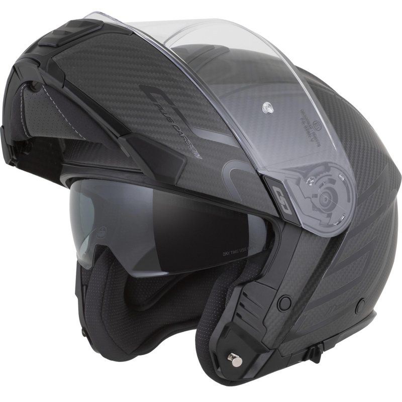 Casco moto modulare Cassida Modulo 2.1 Plus Carbon BlackOut nero opaco