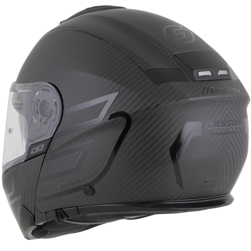 Casco moto modulare Cassida Modulo 2.1 Plus Carbon BlackOut nero opaco