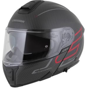Casco da moto modulare Cassida Modulo 2.1 Plus Carbon BlackOut nero opaco-rosso metallizzato-argento riflettente-nero
