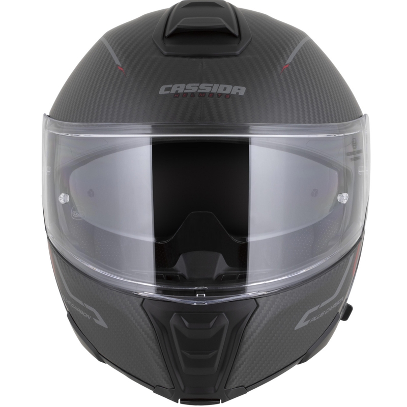 Casco da moto modulare Cassida Modulo 2.1 Plus Carbon BlackOut nero opaco-rosso metallizzato-argento riflettente-nero