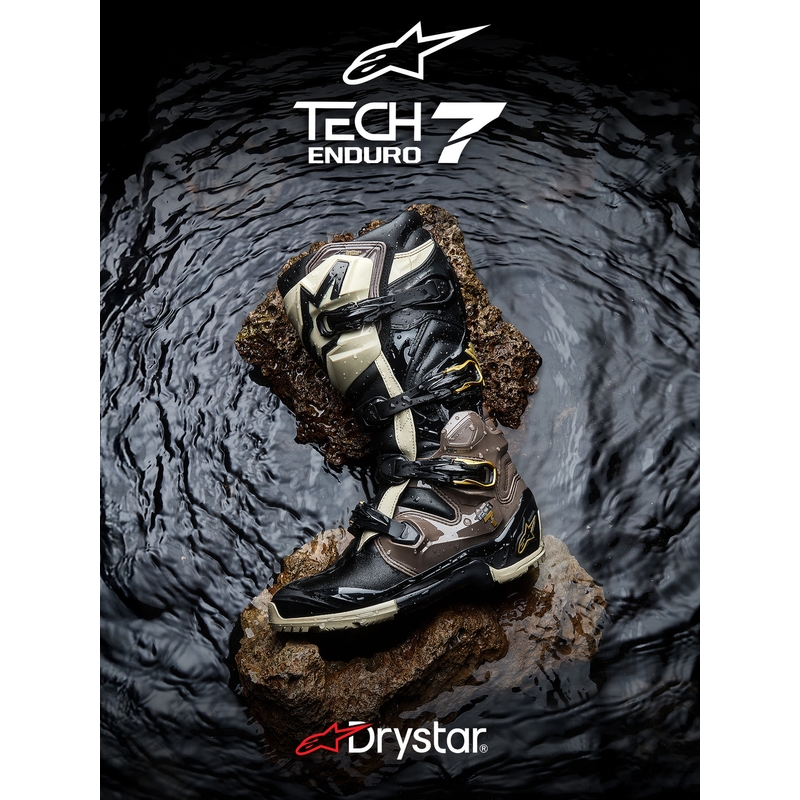 Stivali da moto Alpinestars TECH 7 Enduro Drystar Nero-Grigio scuro-Oro