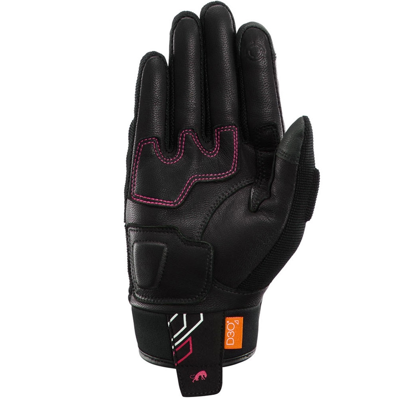Guanti da moto da donna Furygan Jet Neon D3O® Evo nero-bianco-rosa