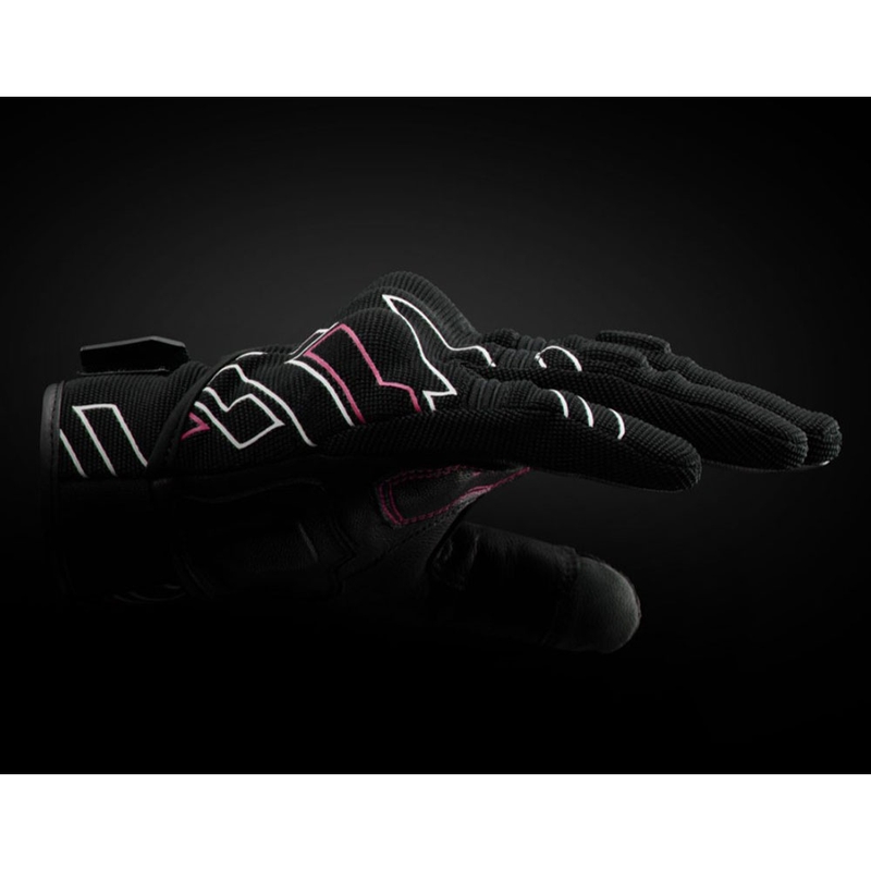 Guanti da moto da donna Furygan Jet Neon D3O® Evo nero-bianco-rosa