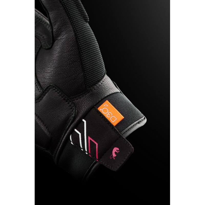 Guanti da moto da donna Furygan Jet Neon D3O® Evo nero-bianco-rosa