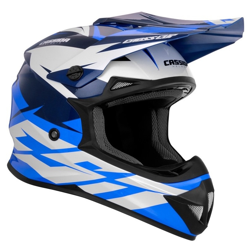 Casco cross Cassida Cross Cup Two nero-bianco-blu