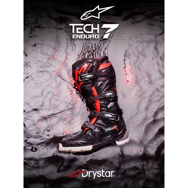 Stivali da moto Alpinestars TECH 7 Enduro Drystar nero-rosso fluo-bianco