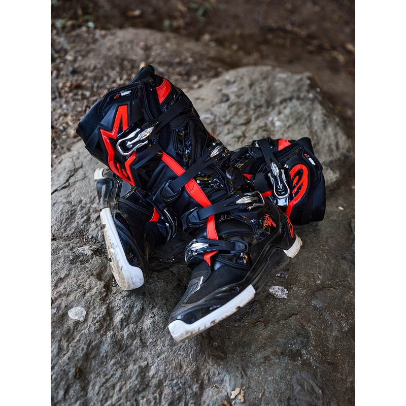 Stivali da moto Alpinestars TECH 7 Enduro Drystar nero-rosso fluo-bianco
