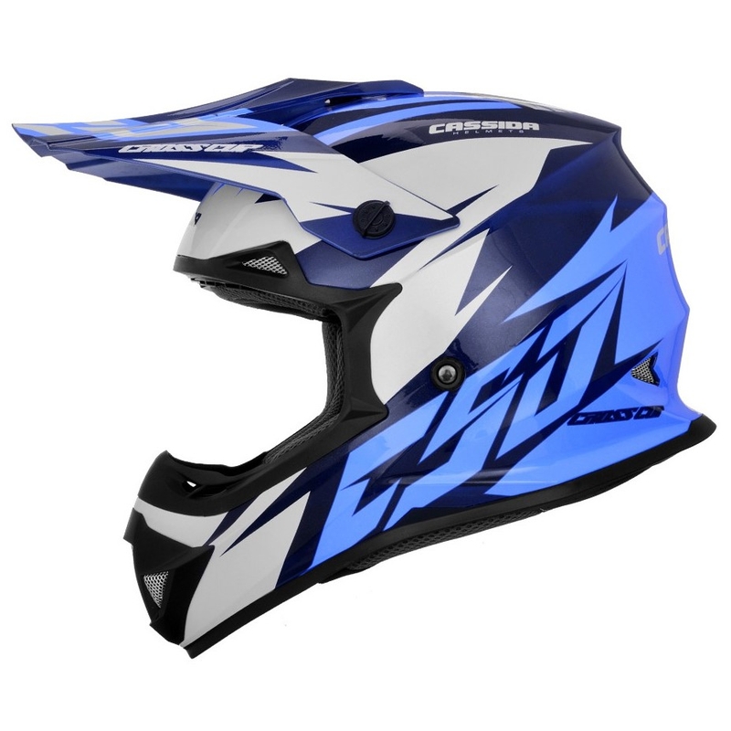 Casco cross Cassida Cross Cup Two nero-bianco-blu