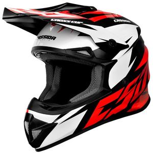 Casco cross Cassida Cross Cup Two nero-bianco-rosso