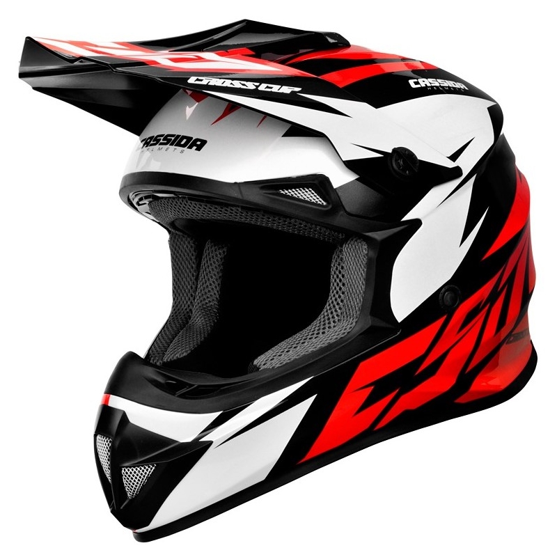 Casco cross Cassida Cross Cup Two nero-bianco-rosso