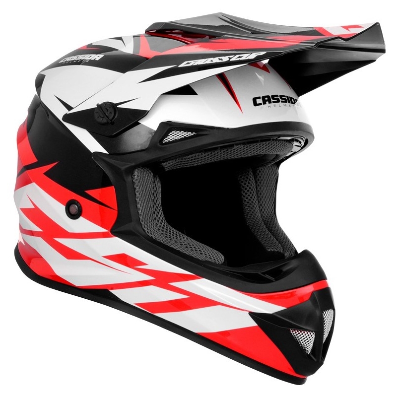 Casco cross Cassida Cross Cup Two nero-bianco-rosso