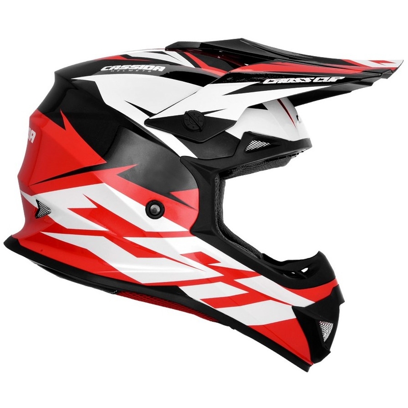 Casco cross Cassida Cross Cup Two nero-bianco-rosso