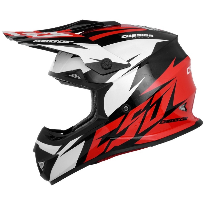 Casco cross Cassida Cross Cup Two nero-bianco-rosso