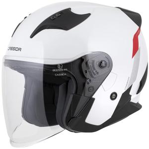 Casco da moto aperto Cassida Reflex 2.0 Safety bianco-rosso-grigio-argento riflettente