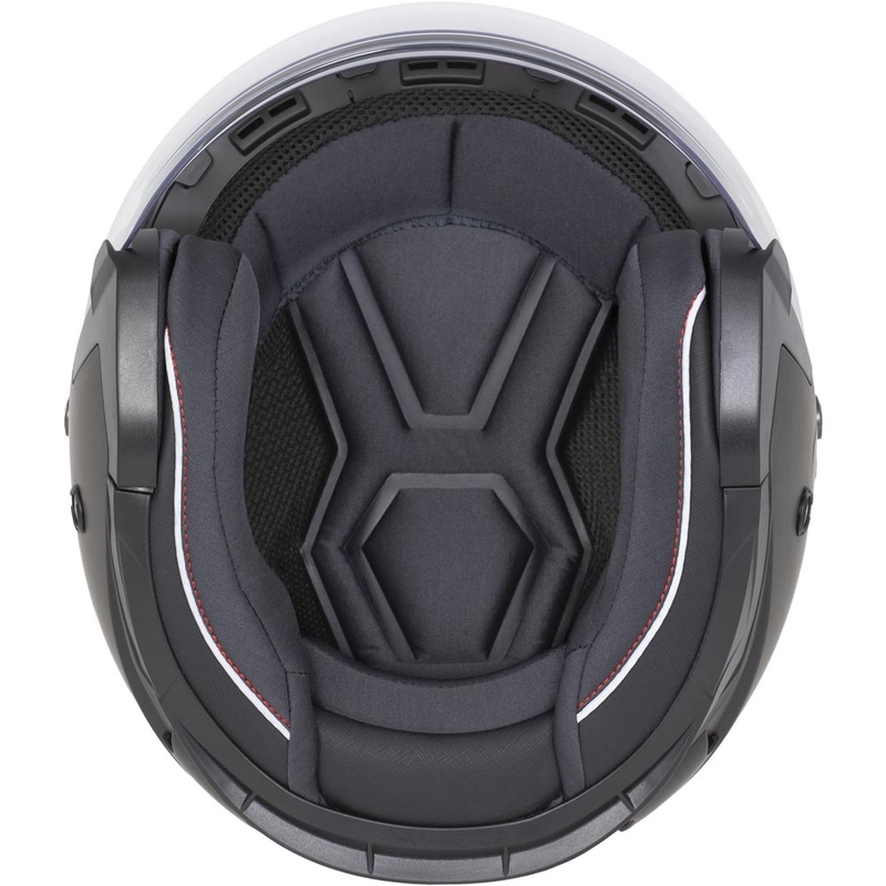 Casco da moto aperto Cassida Reflex 2.0 Safety bianco-rosso-grigio-argento riflettente