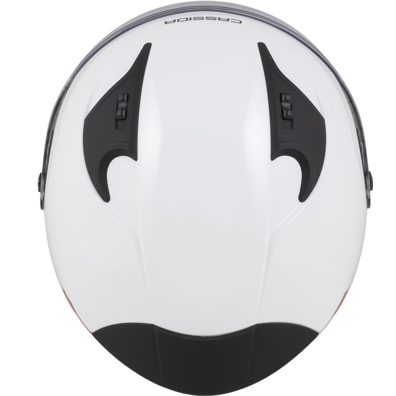 Casco da moto aperto Cassida Reflex 2.0 Safety bianco-rosso-grigio-argento riflettente