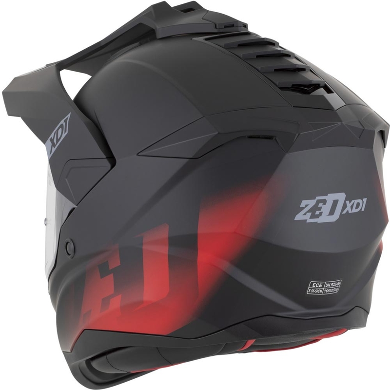 Casco da moto enduro ZED XD1 nero opaco-rosso