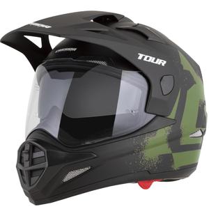 Casco da moto enduro Cassida Tour 2.0 Crew nero opaco-verde scuro
