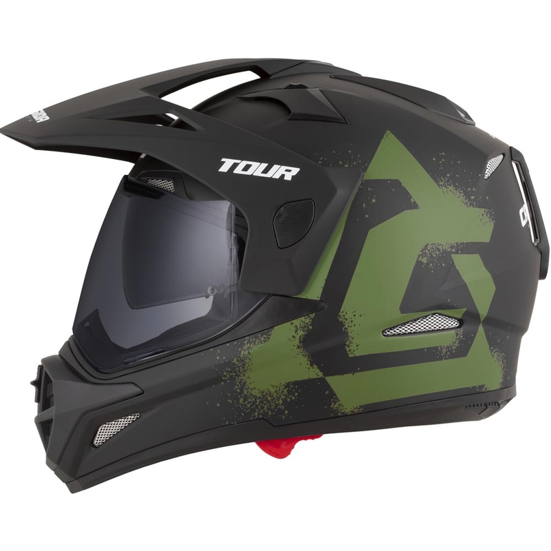 Casco da moto enduro Cassida Tour 2.0 Crew nero opaco-verde scuro