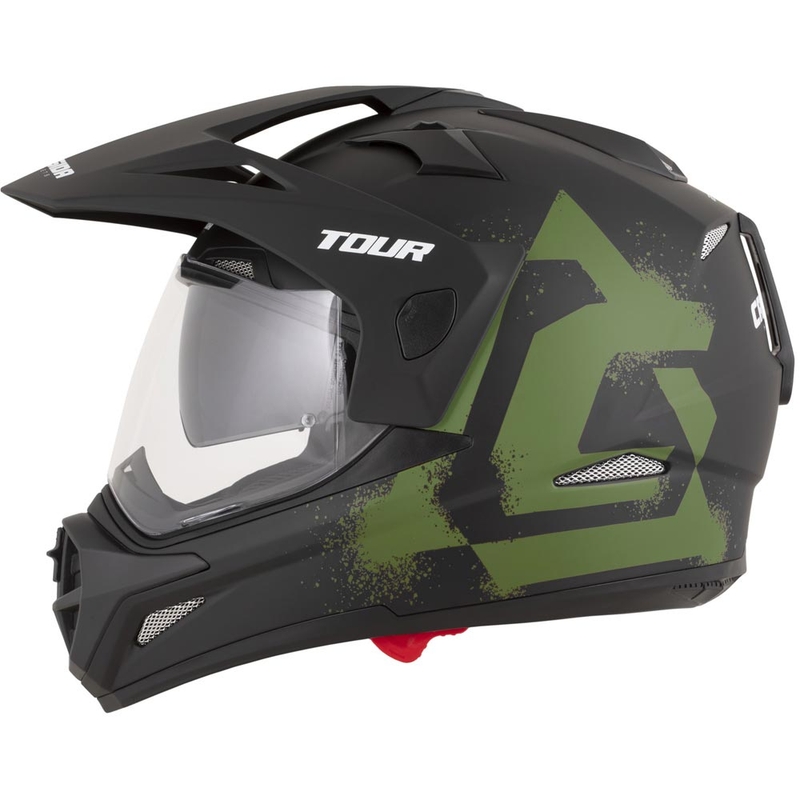 Casco da moto enduro Cassida Tour 2.0 Crew nero opaco-verde scuro
