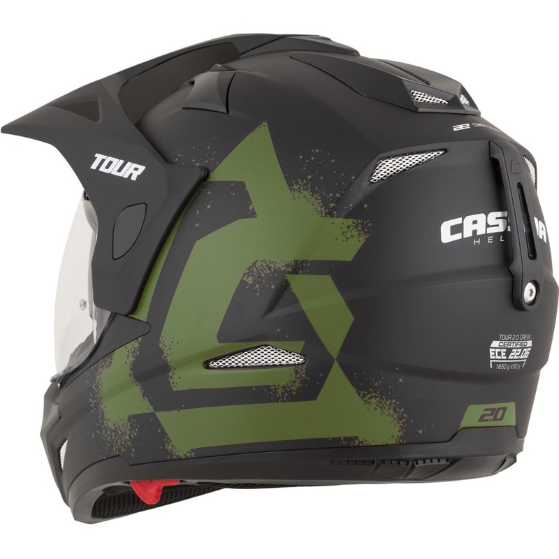 Casco da moto enduro Cassida Tour 2.0 Crew nero opaco-verde scuro