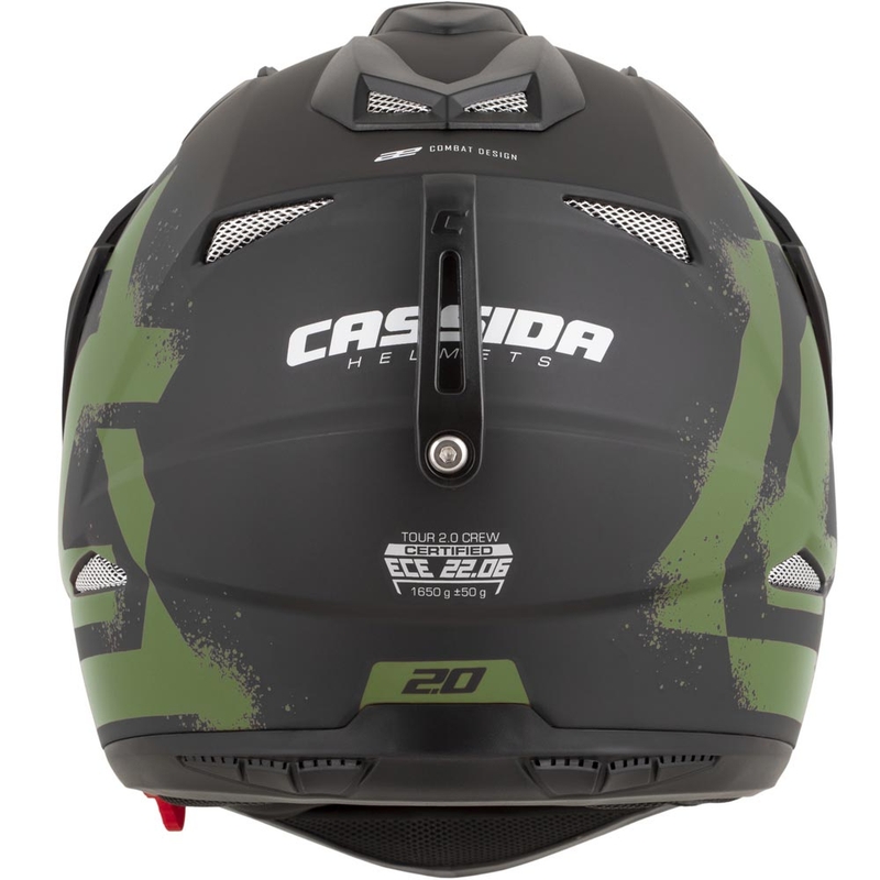 Casco da moto enduro Cassida Tour 2.0 Crew nero opaco-verde scuro