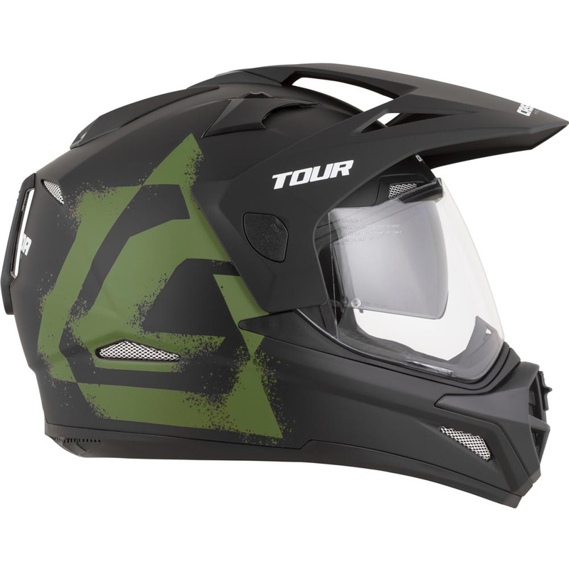 Casco da moto enduro Cassida Tour 2.0 Crew nero opaco-verde scuro