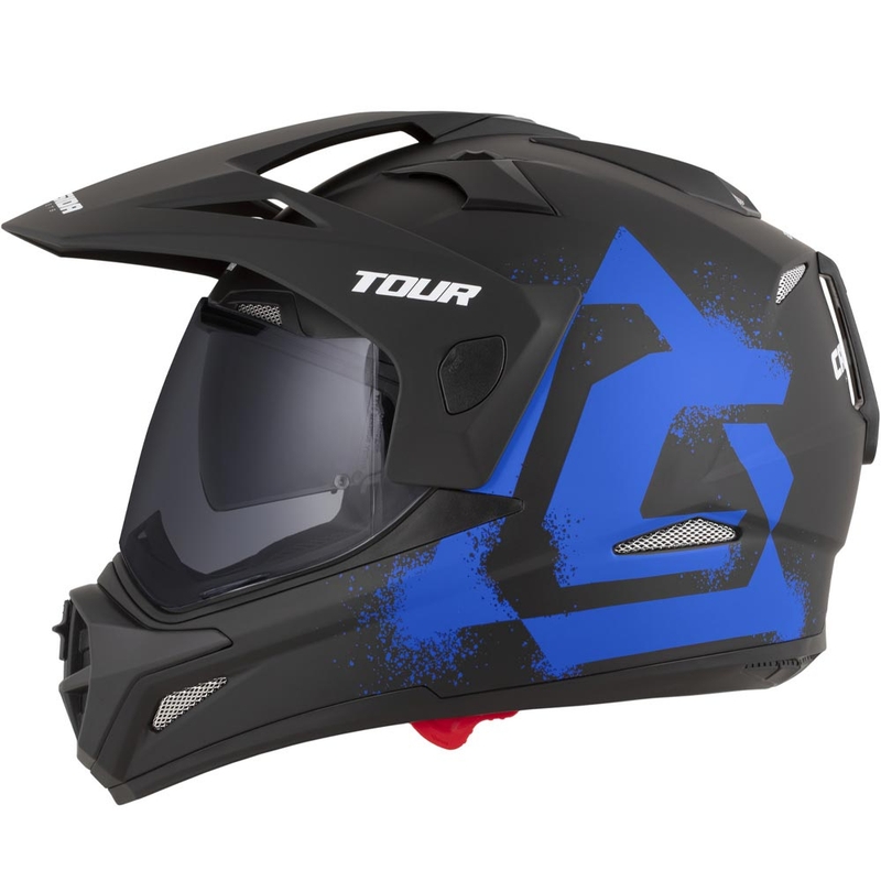 Casco da moto enduro Cassida Tour 2.0 Crew nero opaco-blu