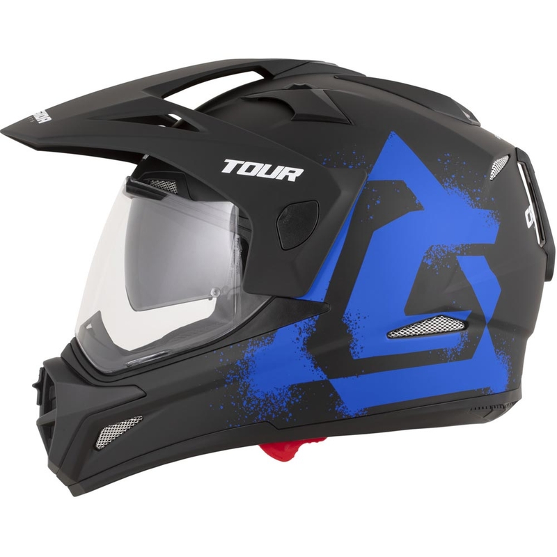 Casco da moto enduro Cassida Tour 2.0 Crew nero opaco-blu