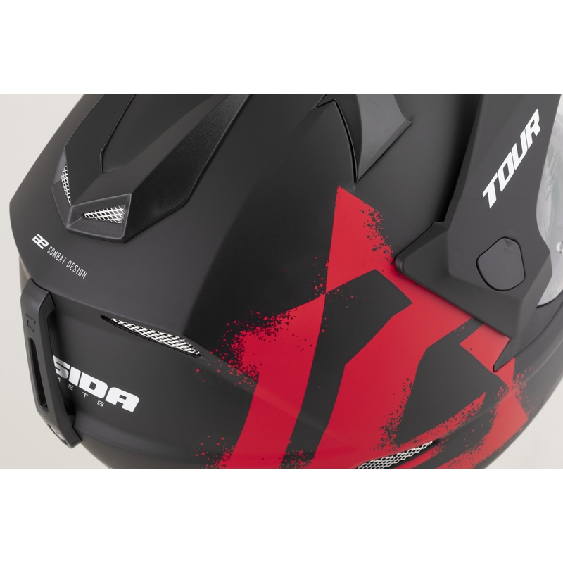 Casco da moto enduro Cassida Tour 2.0 Crew nero opaco-rosso